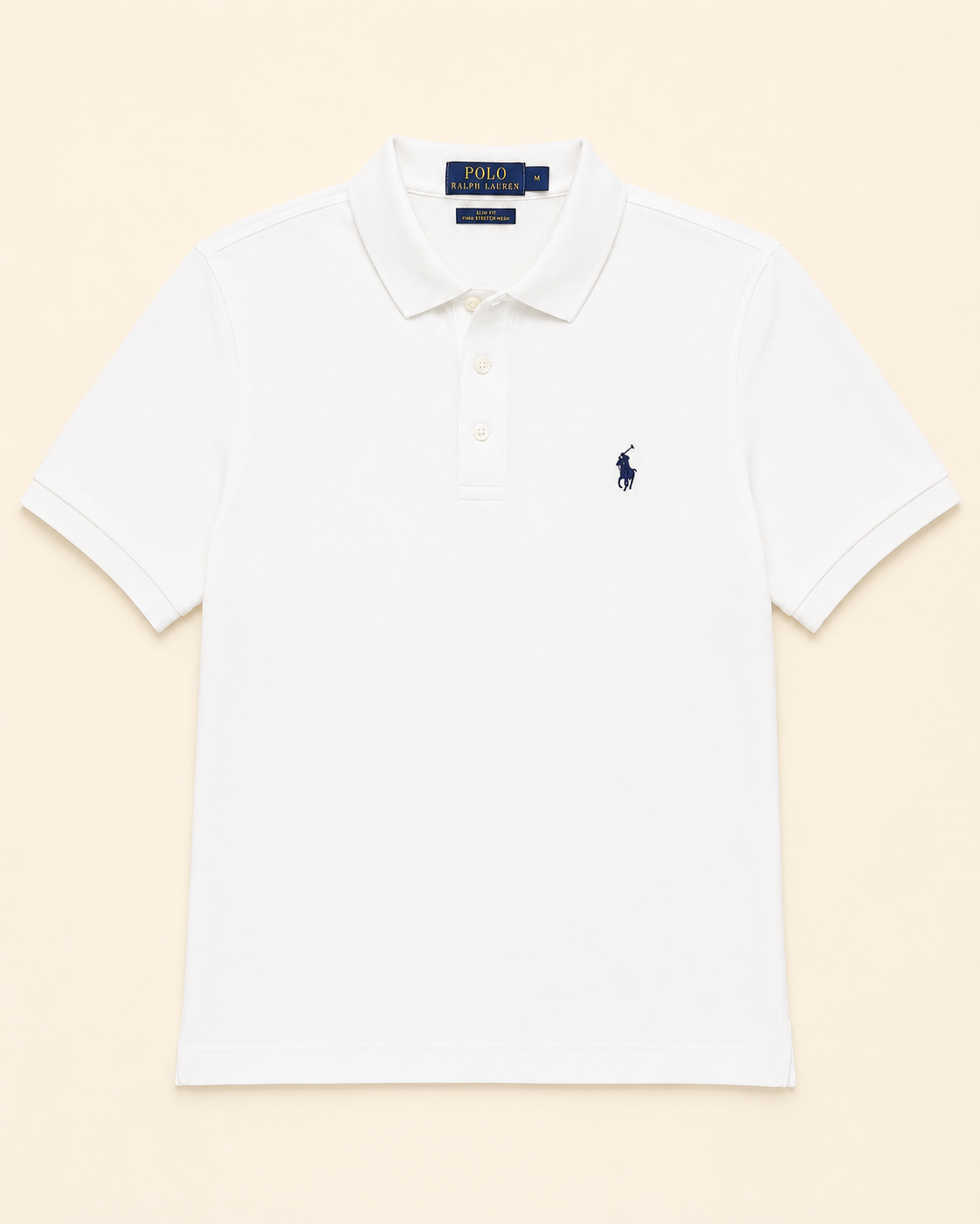Polo Ralph Lauren Slim Fit Blanc Logo Marine — Taille M