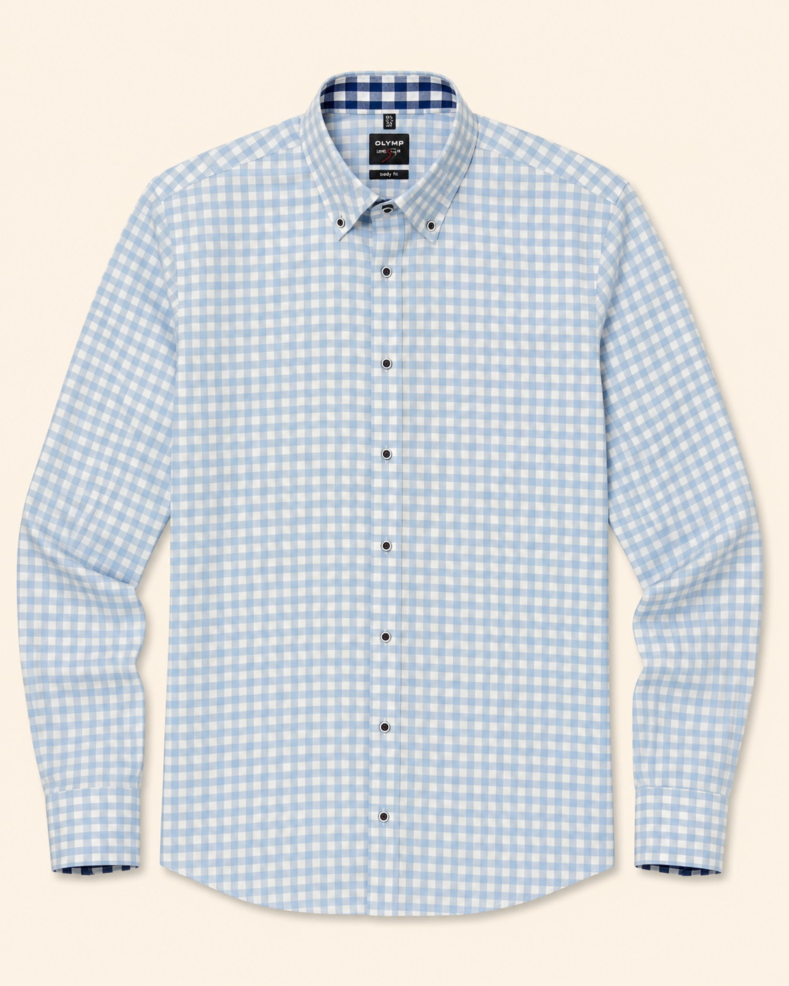 Chemise OLYMP Level Five Body Fit vichy bleu ciel — Taille M