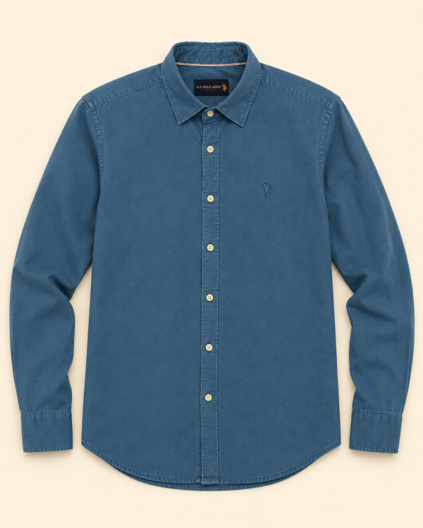 Chemise U.S. Polo Assn. bleu pétrole — Coton premium - Taille M