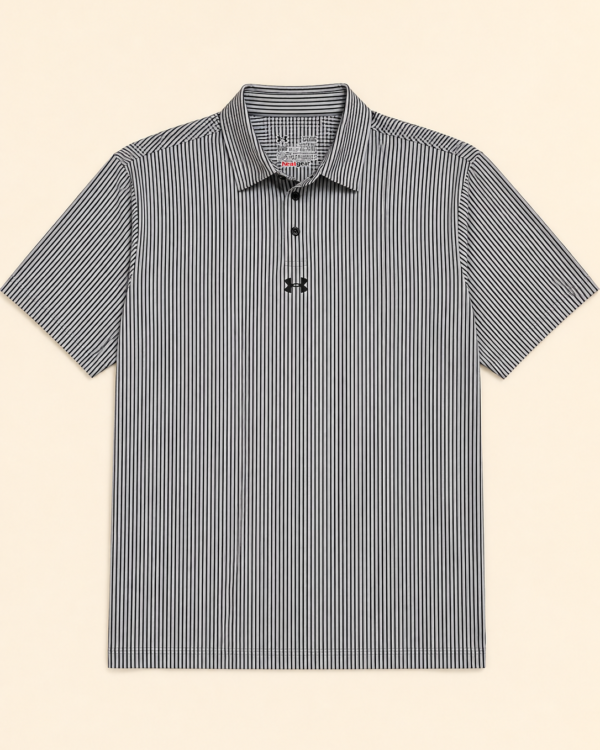 Polo Under Armour HeatGear rayé gris et noir — Taille XL