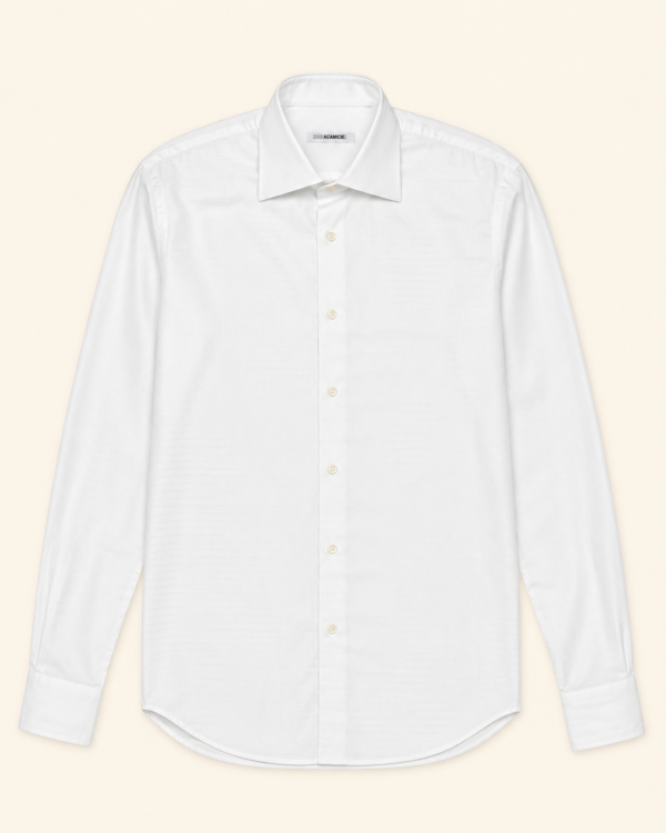 Chemise Naracamicie blanche satinée — Rayures ton sur ton - Taille L