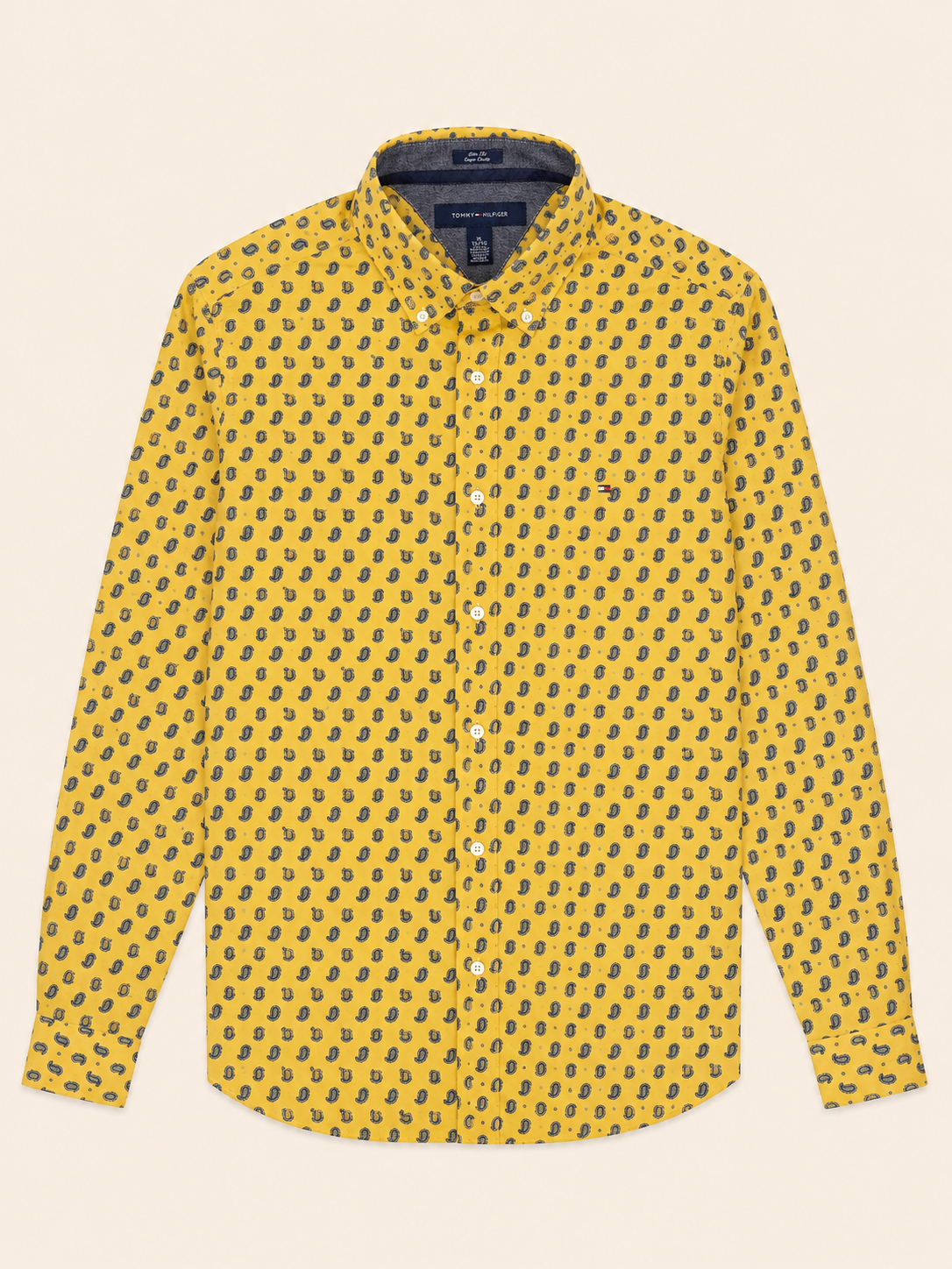 Chemise Tommy Hilfiger Slim Fit Paisley jaune moutarde — Taille XL