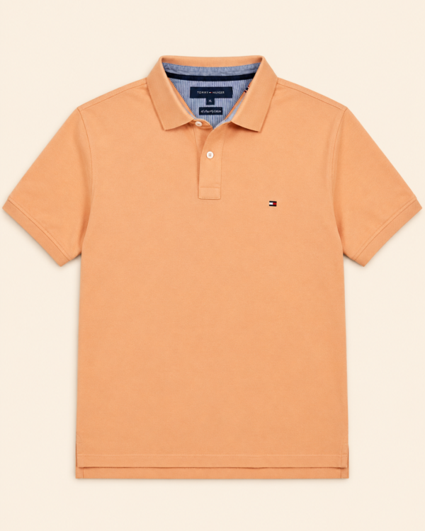 Polo Tommy Hilfiger 40's Two Ply Cotton pêche — Taille XL