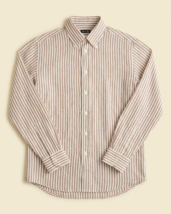 Chemise lin à rayures brunes — OVS Business - Taille XL