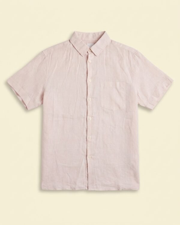 Chemise lin manches courtes rose poudré — Celio - Taille M