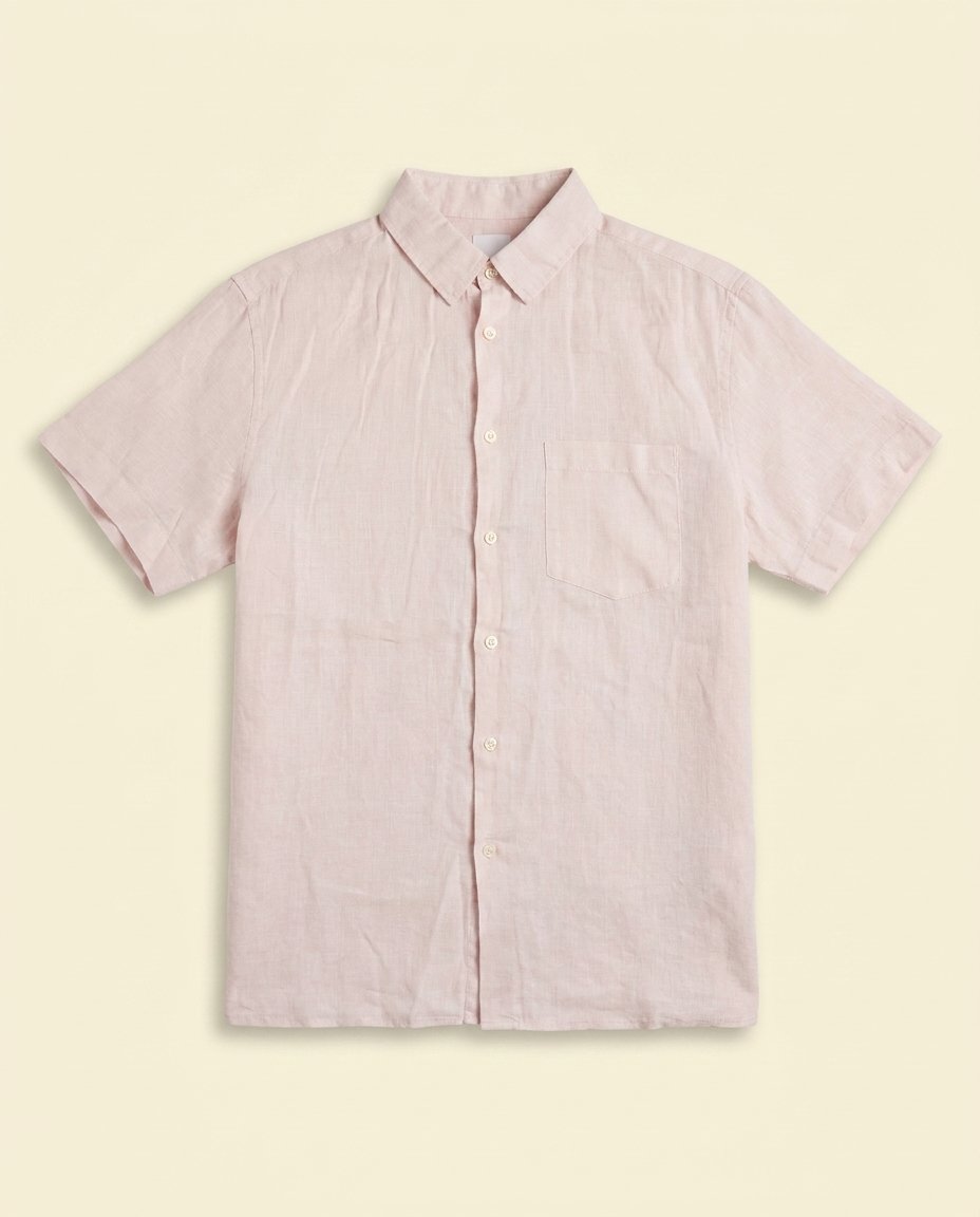 Chemise lin manches courtes rose poudré — Celio - Taille M