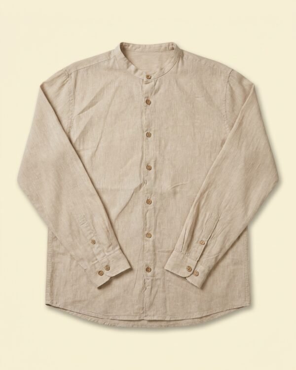Chemise en lin beige à col officier — BL.11 - Taille M