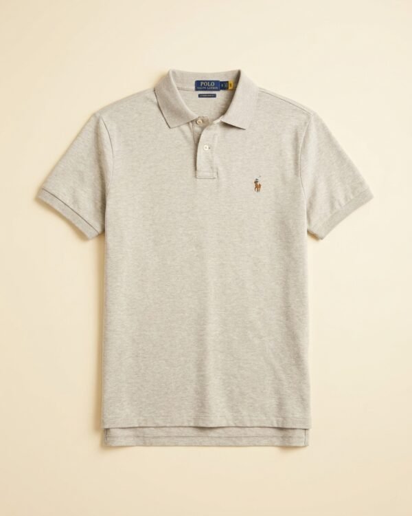 Polo Ralph Lauren Custom Slim Fit gris chiné clair - Taille L