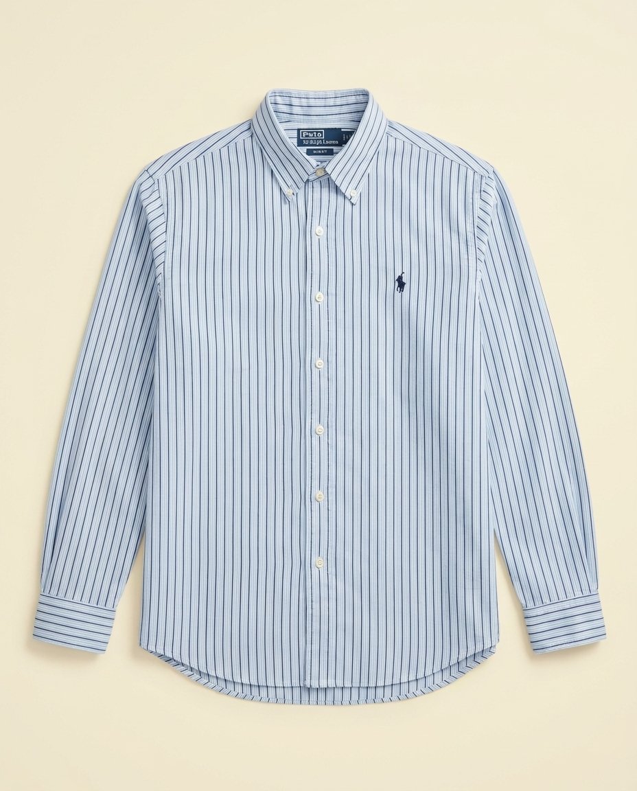 Chemise Polo Ralph Lauren Slim Fit à rayures bleu ciel - Taille L