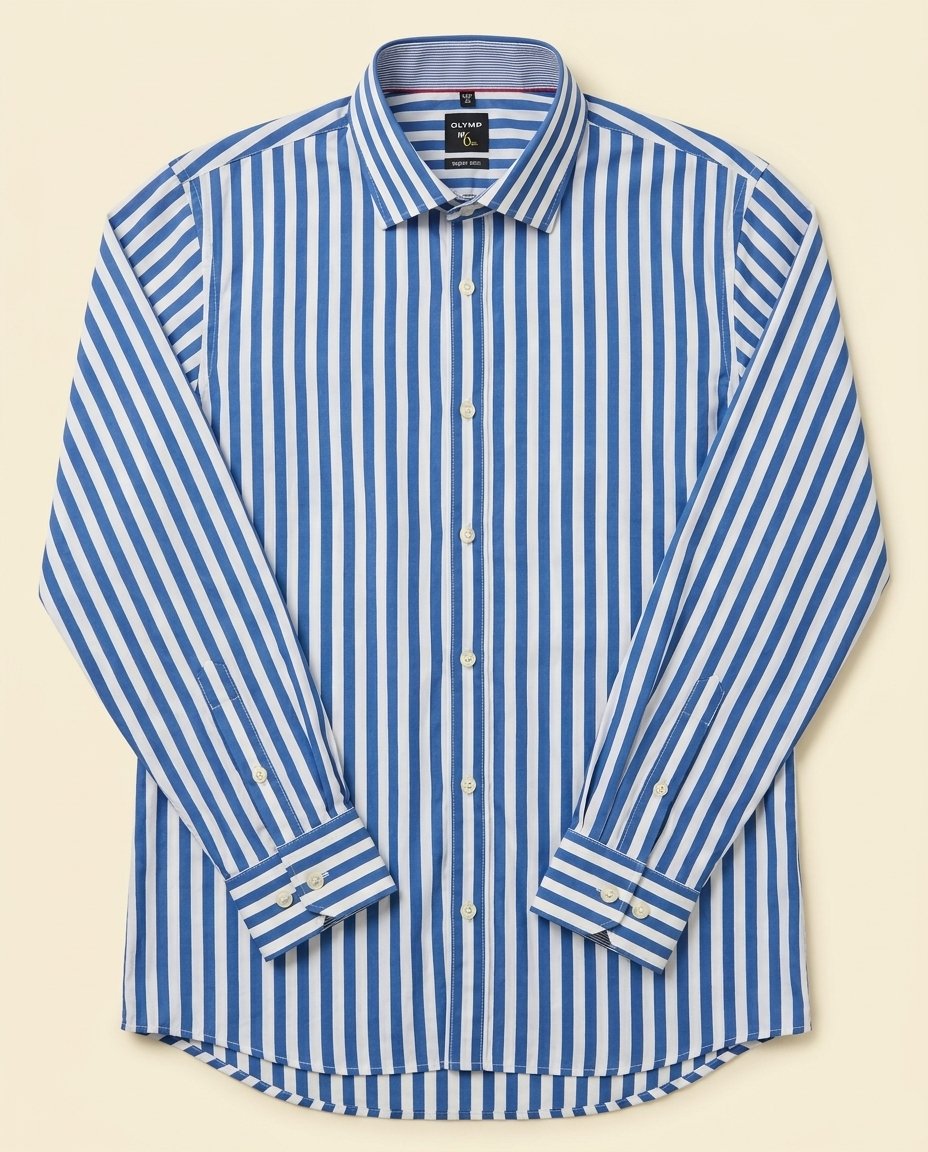 Chemise Olymp No. Six Super Slim à rayures bleu roi et blanc — Taille M